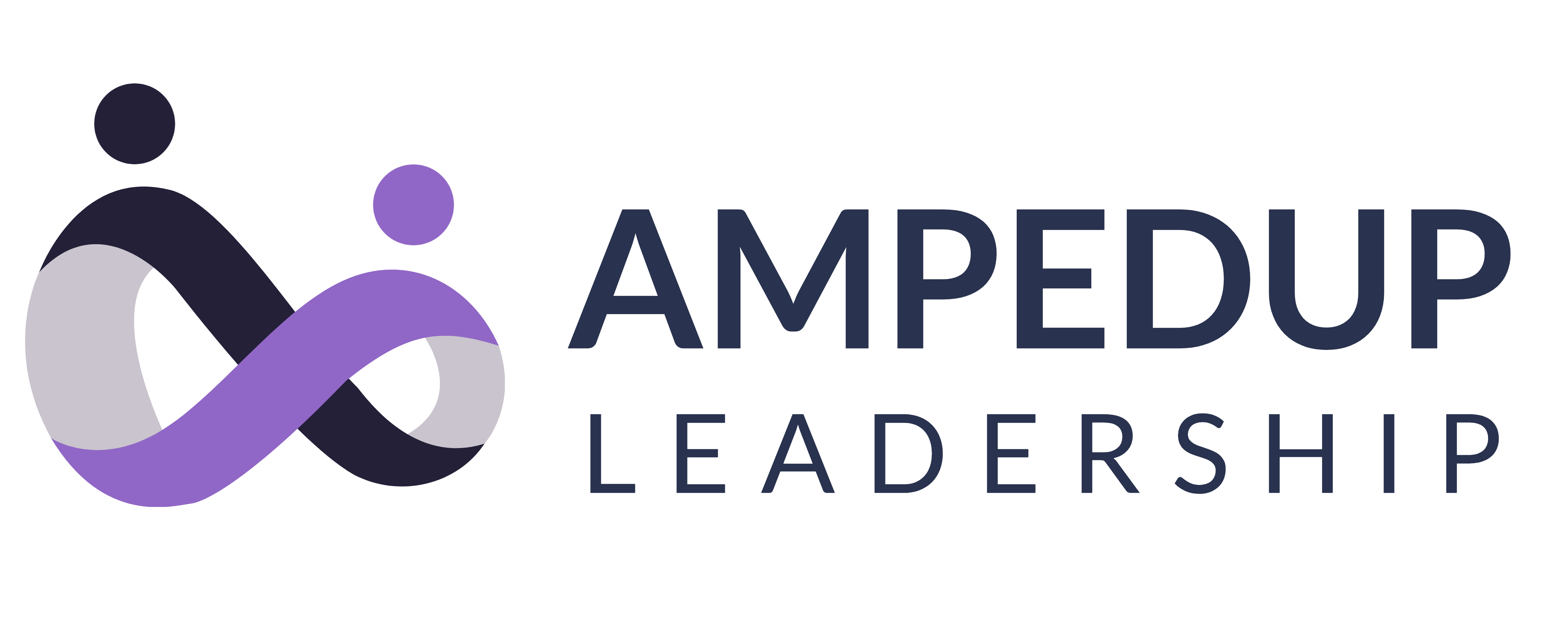AmpedUp Leadership Logo. An infinity symbol with two dots symbolizing two people exchanging energy.